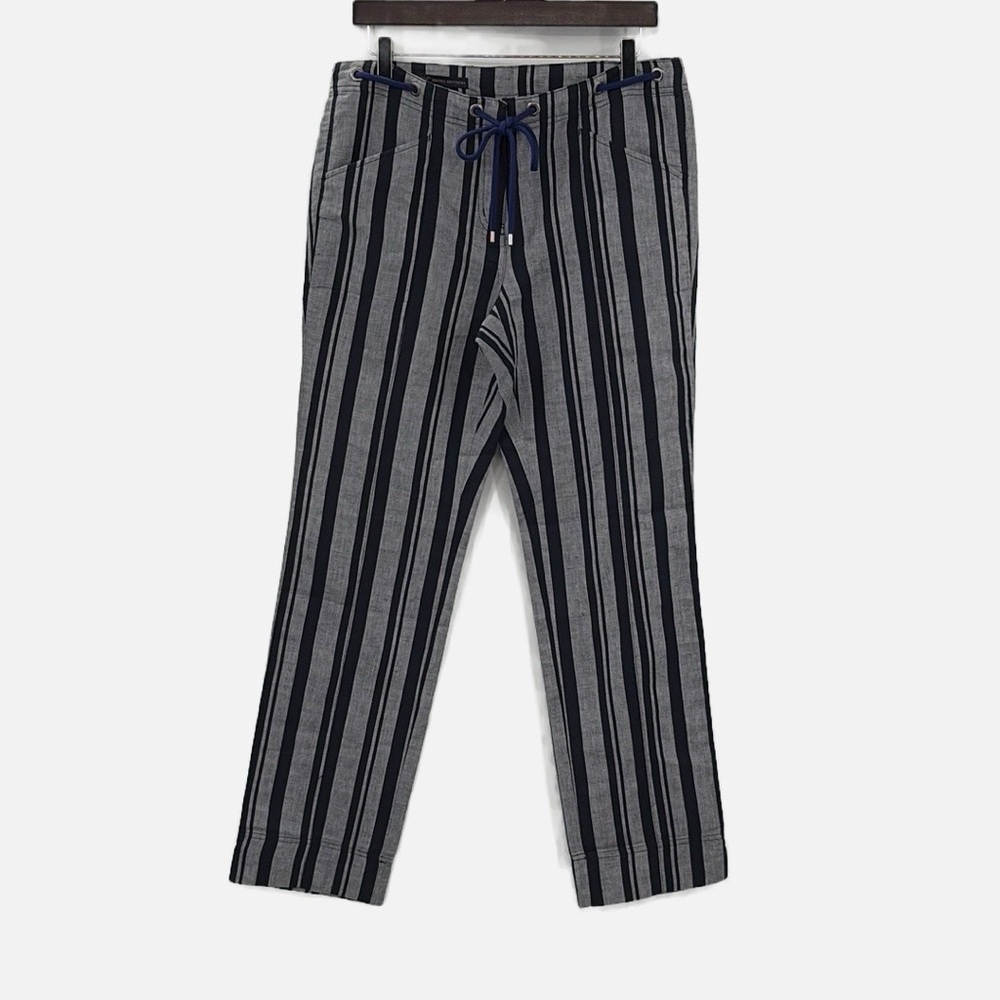 Brooks Brothers 346 Cotton & Linen Striped Pants in Blue & Gray - NEW - Size 8